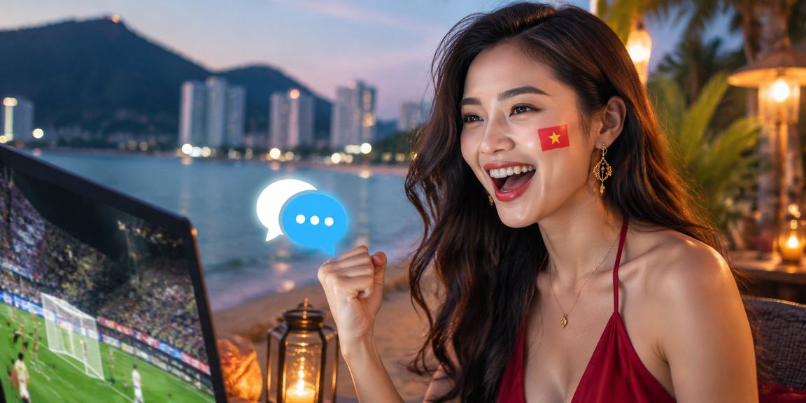 Người chơi esports tại Côn Đảo đặt cược trực tuyến trên bờ biển buổi chiều