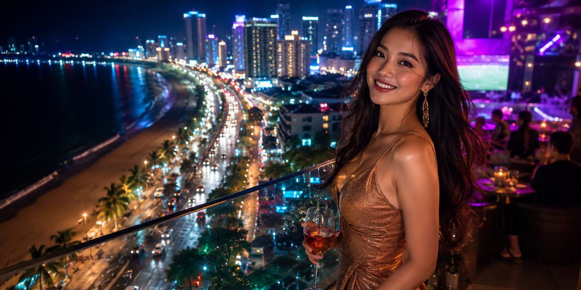 Không khí sôi động tại Nha Trang về đêm với ánh đèn neon và trải nghiệm cá cược trực tuyến
